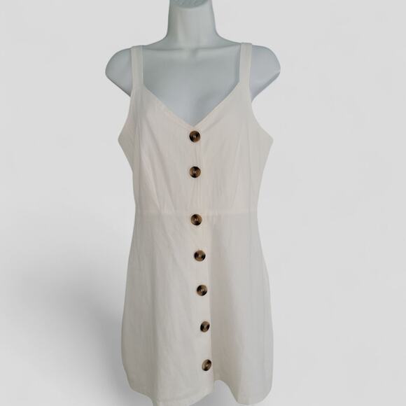 NWT PacSun Summer Beachy White Cotton Mini Dress Button Down SM - Picture 1 of 14